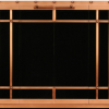 A David Kimberly Architect Series B-3 With Rivots fireplace screen with a black background.