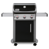 A Weber Spirit E-310 with two burners on a black background.