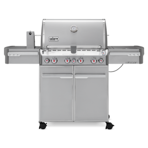 A Weber Summit S-470 Gas Grill with two burners and two side burners.