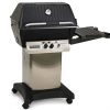 A black and silver Broilmaster Premium P3X Gas BBQ With PCB2 Cart with a lid and two burners.