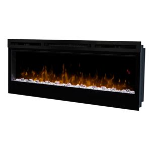 A Dimplex Prism Series 50 Linear Electric Fireplace with a glass door.