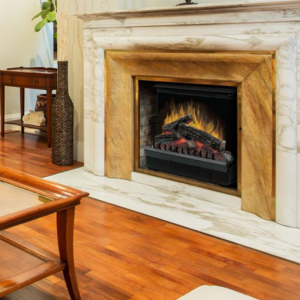 A Modern Flames Landscape Linear Electric Fireplace in a living room.