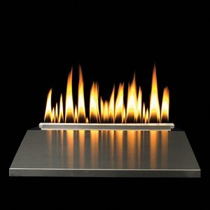 An Empire Loft Vent-Free Gas System with flames on a black background.