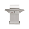 A Tec 26 Sterling Patio Fr Infrared Gas Grill on a table in front of a black background.