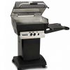 A Broilmaster Deluxe H4X Gas BBQ With DCB1 Cart grill with two burners on it.