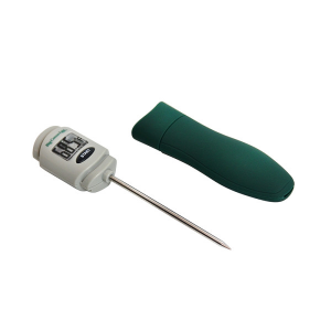 A green Temperature Gauge – Digital Pocket Thermometer with a white handle.