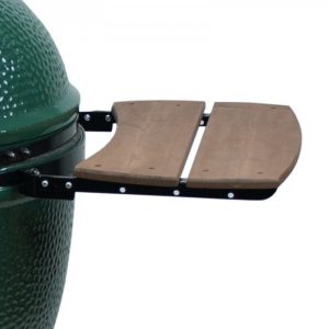 A big green EGG Mates – Wooden 2 Slat with a wooden seat.