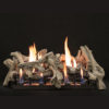 An Empire Driftwood Vent-Free Log Set with flames on a black background.