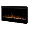 A black Dimplex Prism Series 34 Linear Electric Fireplace with flames.