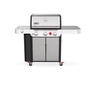 A Weber Genesis S-335 gas grill with two burners on a white background.